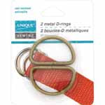 UNIQUE SEWING Metal D-Rings - 31mm (11⁄4″) - Antique Gold - 2 pcs