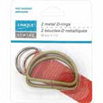 UNIQUE SEWING Metal D-Rings - 38mm (11⁄2″) - Antique Gold - 2 pcs