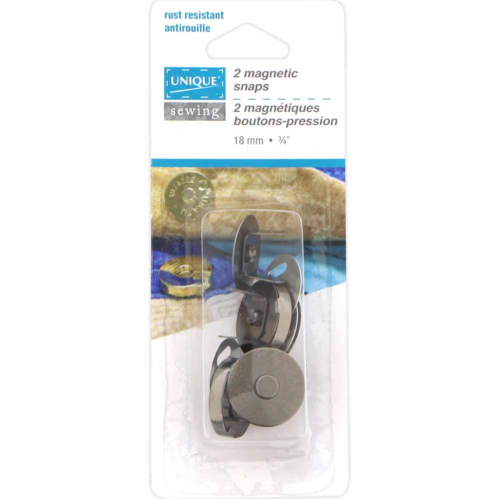 UNIQUE SEWING Magnetic Snaps - 18mm (3⁄4″) - Gunmetal - 2 pcs.
