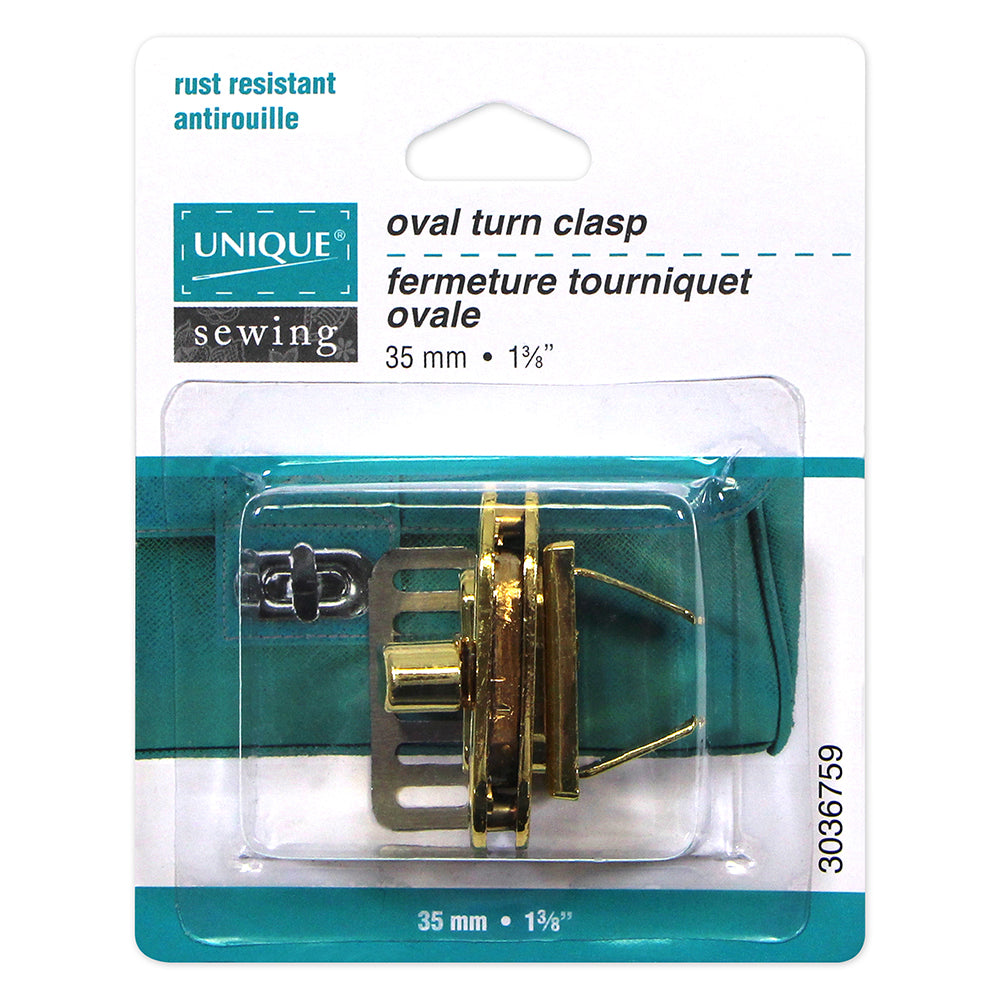UNIQUE SEWING Oval Turn Clasp - 35mm (13⁄8″) - Gold
