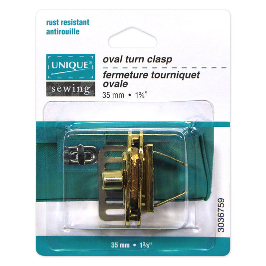 UNIQUE SEWING Oval Turn Clasp - 35mm (13⁄8″) - Gold