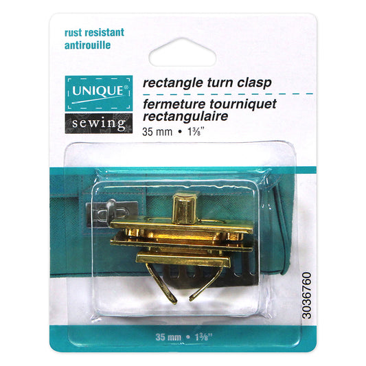 UNIQUE SEWING Rectangle Turn Clasp - 35mm (13⁄8″) - Gold