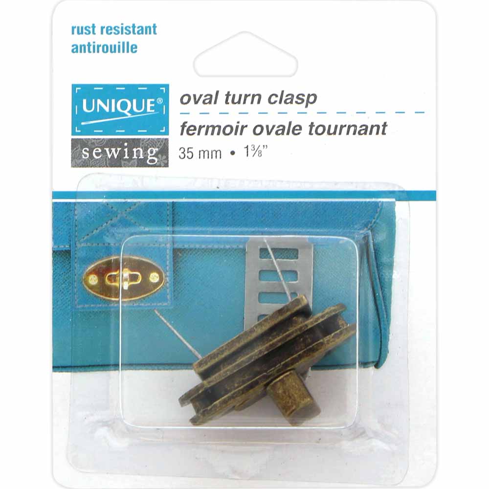 UNIQUE SEWING Oval Turn Clasp - 35mm (13⁄8″) - Antique Gold