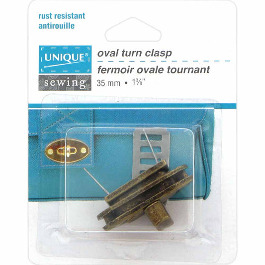 UNIQUE SEWING Oval Turn Clasp - 35mm (13⁄8″) - Antique Gold
