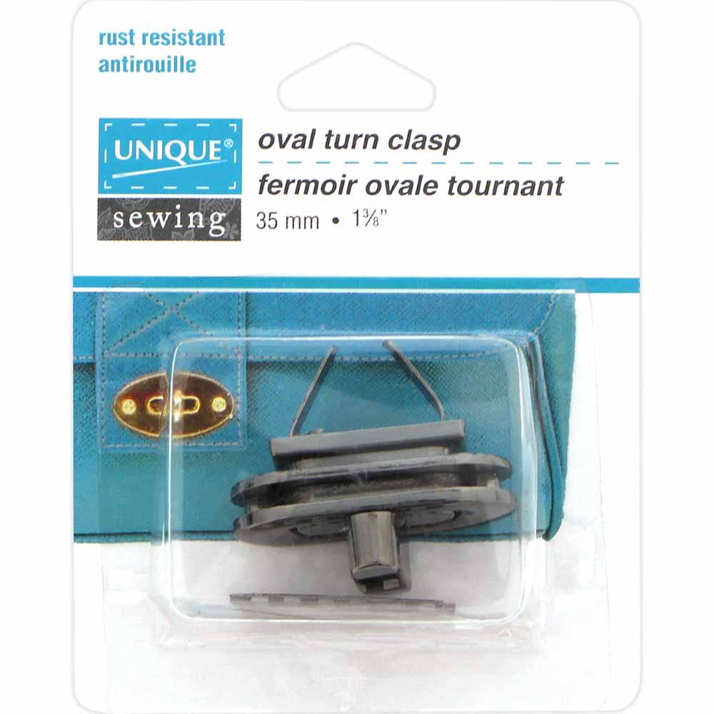 UNIQUE SEWING Oval Turn Clasp - 35mm (13⁄8″) - Gunmetal