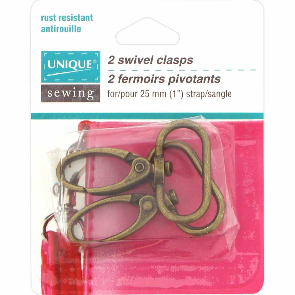 UNIQUE SEWING Swivel Clasps - 25mm (1″) - Antique Gold - 2 pcs.