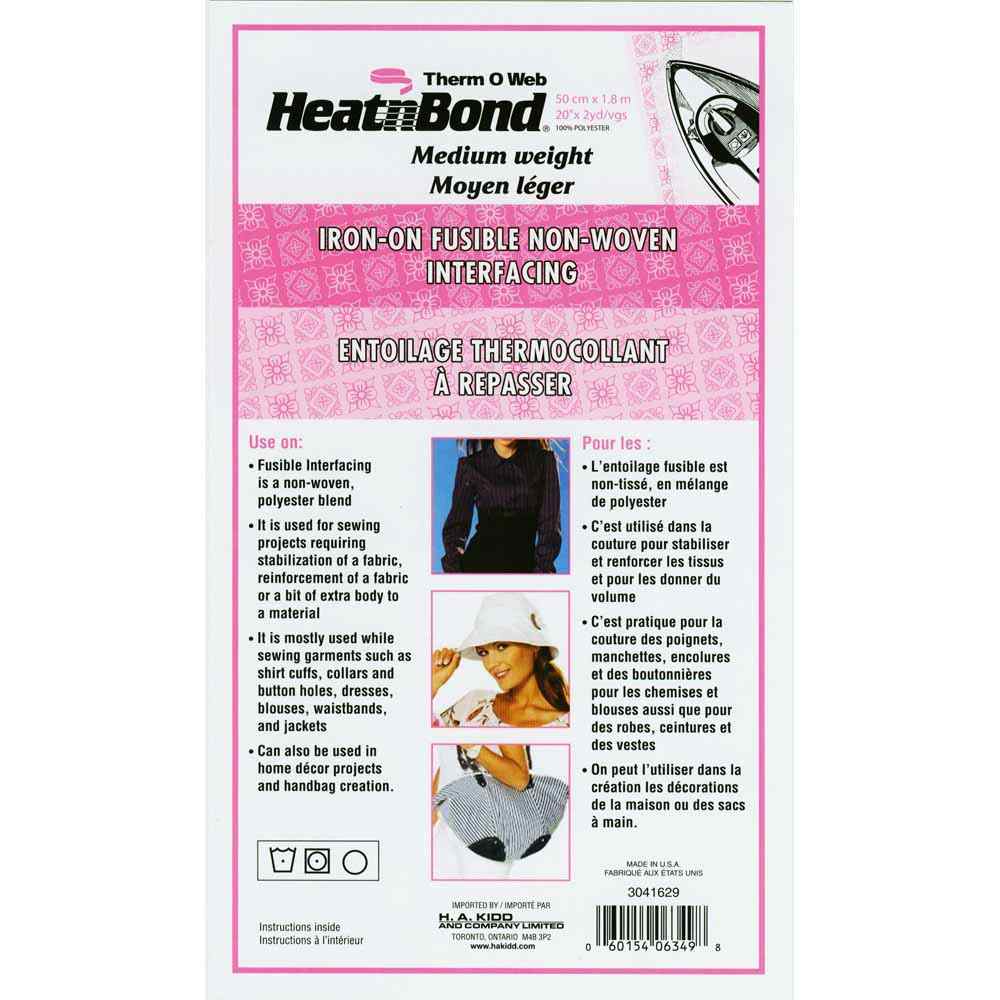 HEATNBOND Non-Woven Medium Weight Fusible Interfacing - 50cm x 1.8m / 20″ x 2 yds