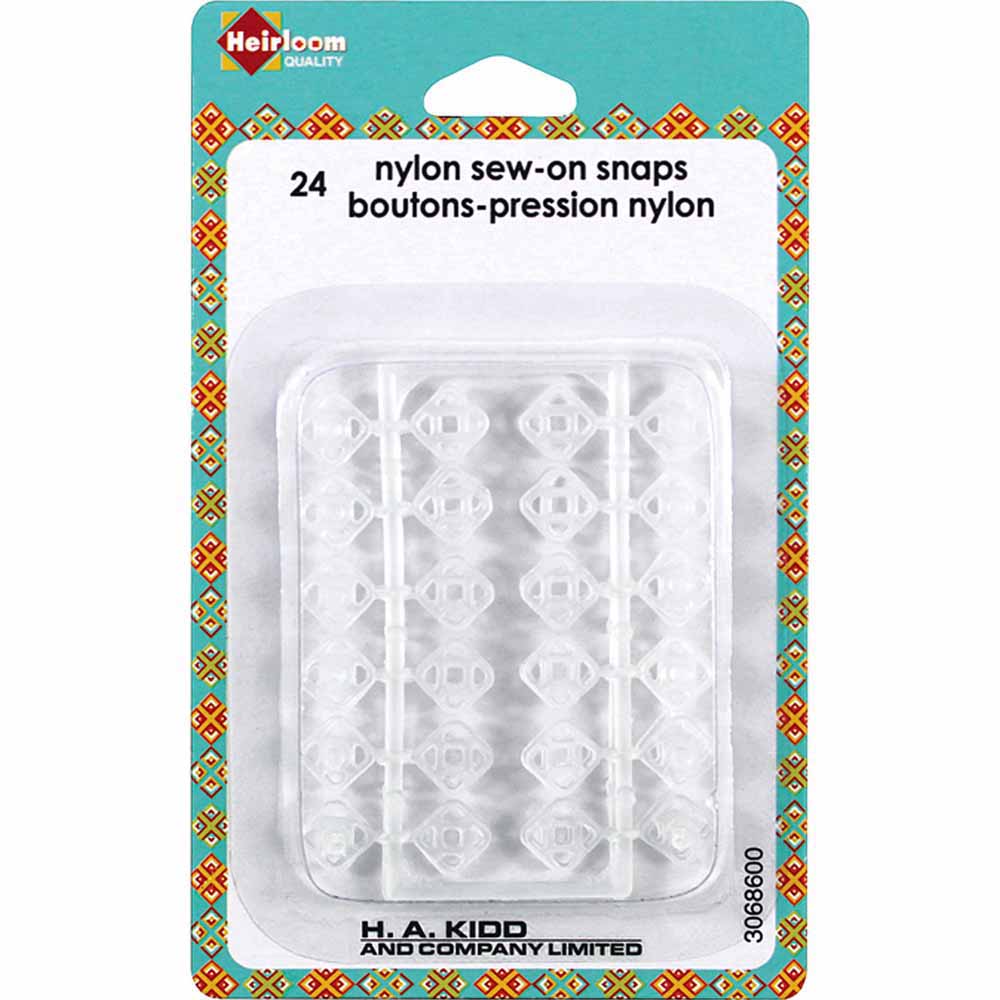 HEIRLOOM Nylon Sew-On Snaps - Clear - 24 pcs.