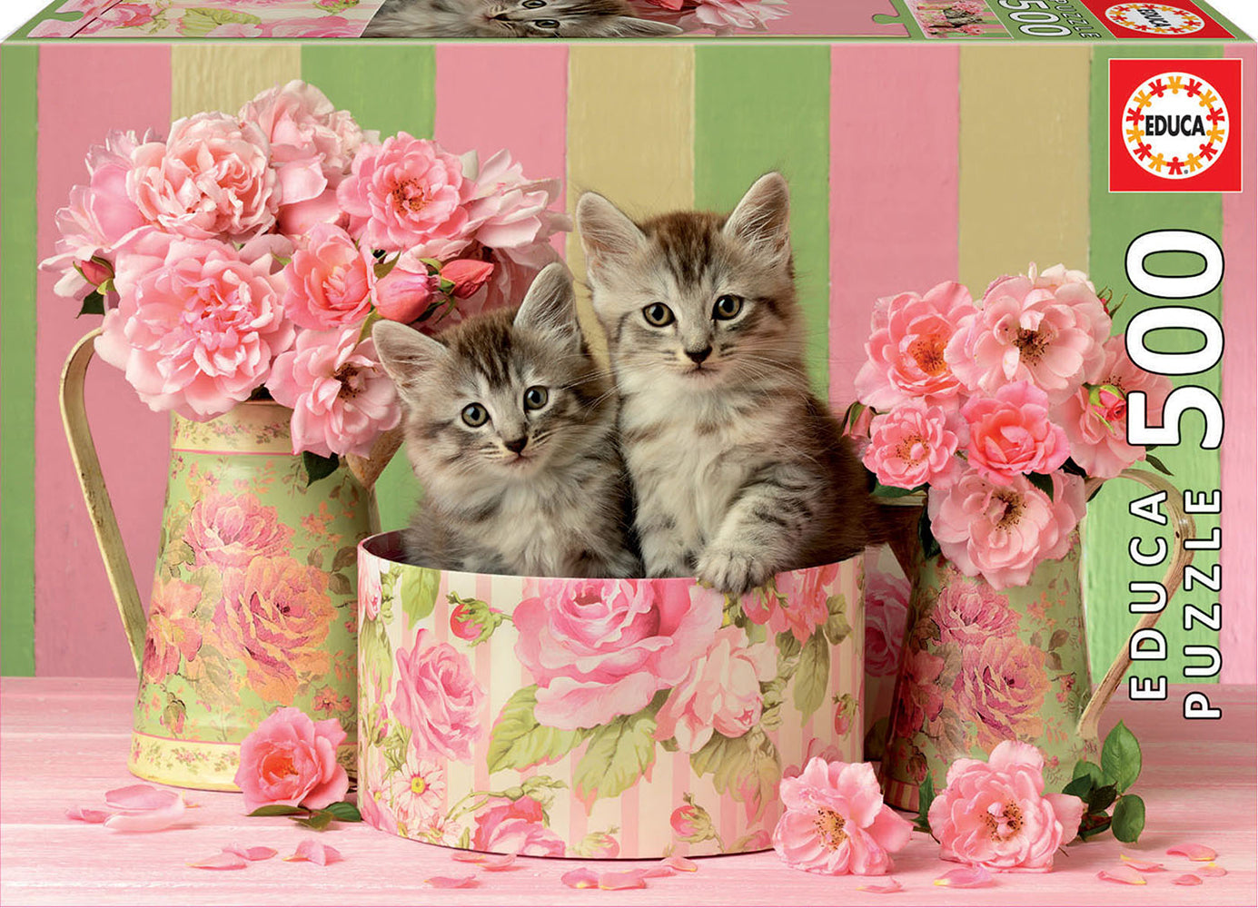 500 pieces puzzle - Kittens with Roses