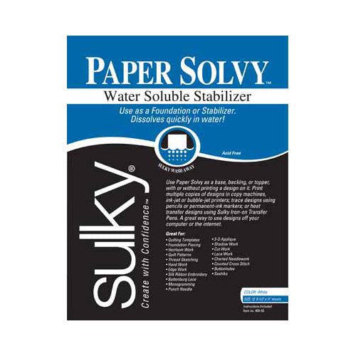 SULKY Paper Solvy - White - 21.5 x 28cm (81⁄2″ x 11″) - 12 sheets