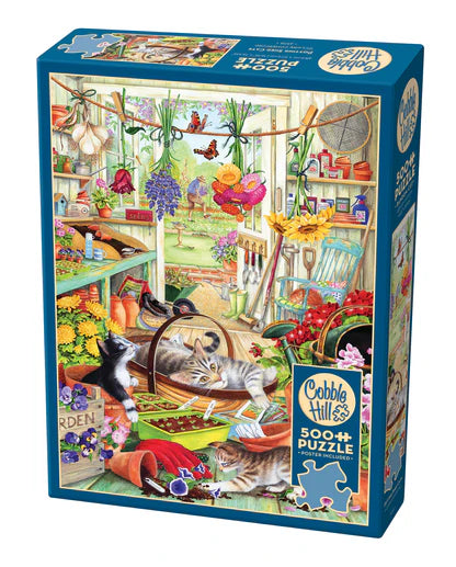 500pc Puzzle Cobble Hill Potting Shed Cats