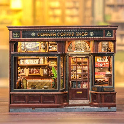 CUTEBEE DIY Dollhouse Kit CORNER COFFEE SHOP