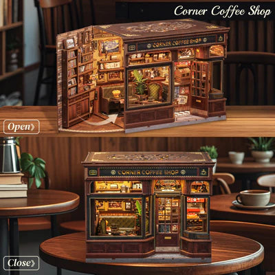 CUTEBEE DIY Dollhouse Kit CORNER COFFEE SHOP
