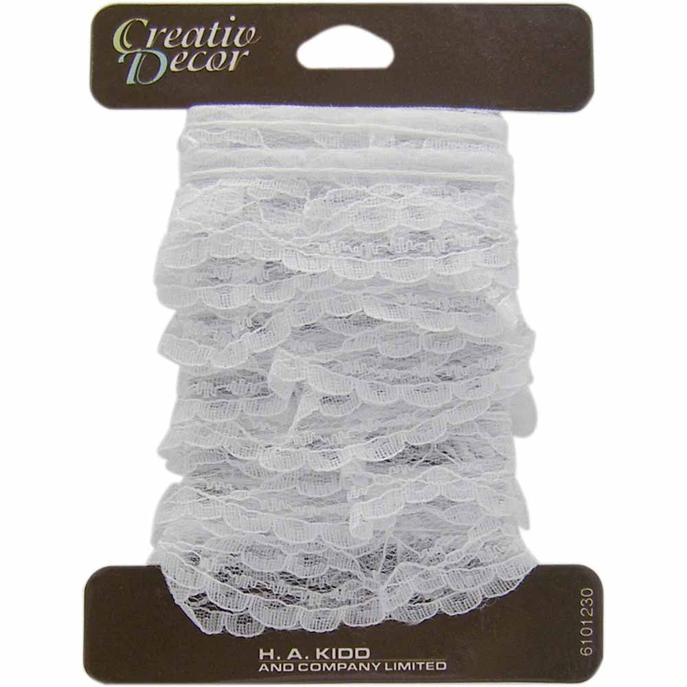 CREATIV DECOR Ruffled Lace 25mm - White