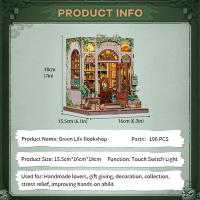 CUTEBEE DIY Book Nook Kit  Green Life Bookshop