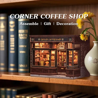 CUTEBEE DIY Dollhouse Kit CORNER COFFEE SHOP
