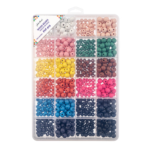 Bead Box - Wood 6mm and 8mm 35pcs/color/size apx. 840 pcs