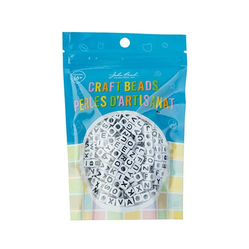 Craft Beads Square Alphabet 72g (apx 500pcs) White