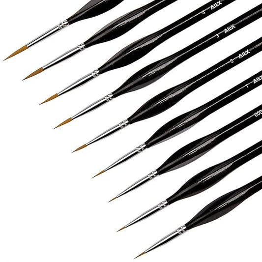 AIEX 9 Pieces Fine Detail Paint Brush Miniature Mini Paints Brush Set