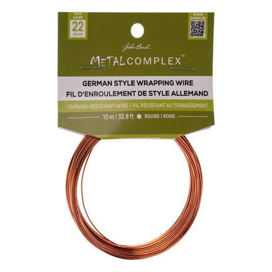 Metal Complex German Style Wire No-Tarnish RND 22ga (0.64mm) 32.8ft (10m) Copper