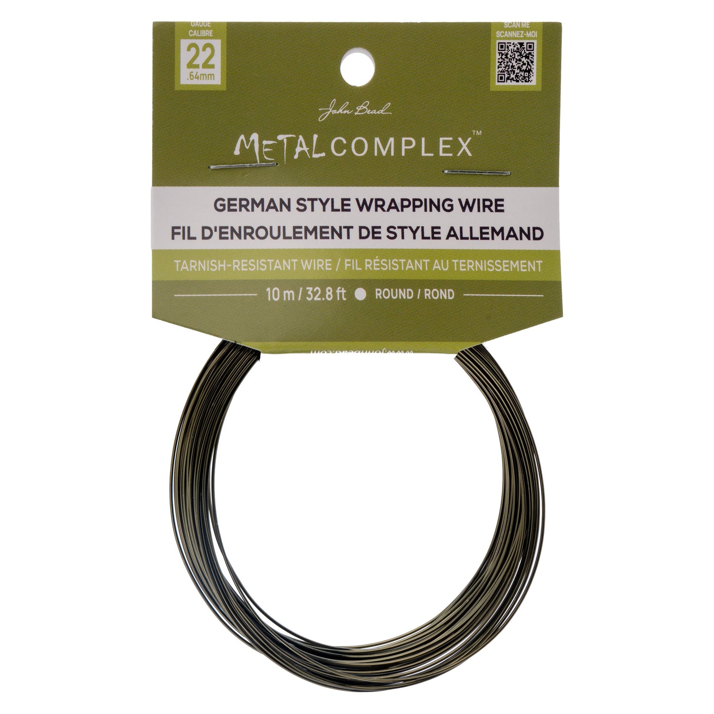 Metal Complex German Style Wire No-Tarnish RND 22ga (0.64mm) 32.8ft (10m) Hematite