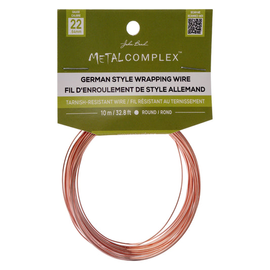 Metal Complex German Style Wire No-Tarnish RND 22ga (0.64mm) 32.8ft (10m) Rose Gold