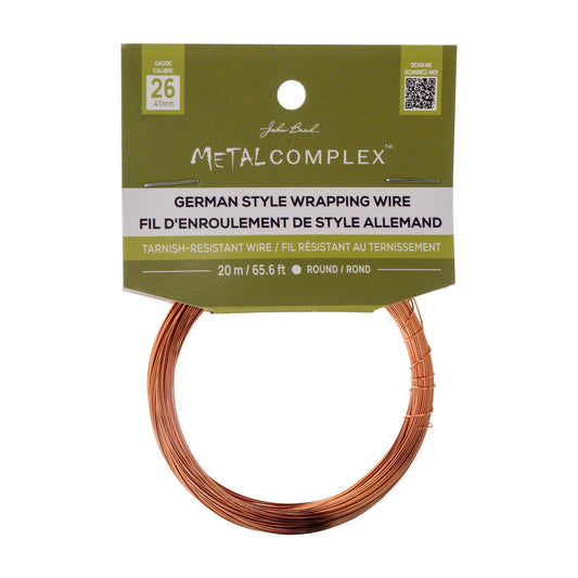 Metal Complex German Style Wire No-Tarnish RND 26ga (0.41mm) 65.6ft (20m) Copper