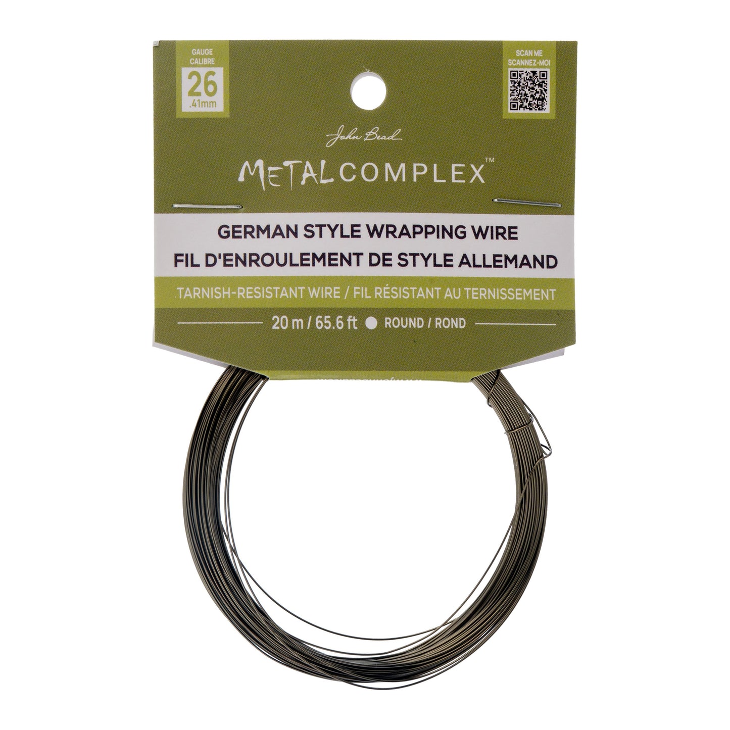 Metal Complex German Style Wire No-Tarnish RND 26ga (0.41mm) 65.6ft (20m) Hematite
