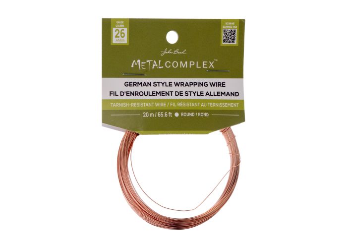 Metal Complex German Style Wire No-Tarnish RND 26ga (0.41mm) 65.6ft (20m) Rose Gold