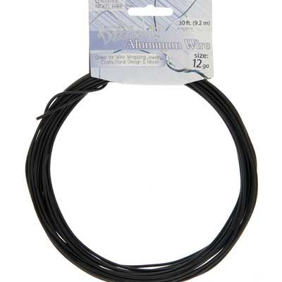 Aluminum Wire 12ga (2.5mm) 30ft Round Black