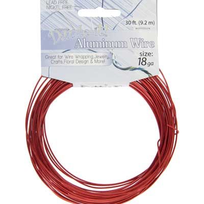 Aluminum Wire 18ga (1.2mm) 30ft Round Red