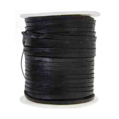 LEATHER LACING FLAT CORD 3mm BLACK