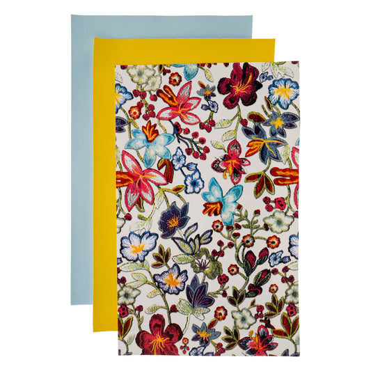 PrettyBack Faux Leather Sheet 5x8in Floral/Yellow/Light Blue 3pcs