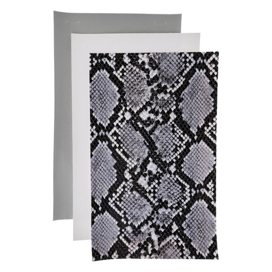 PrettyBack Faux Leather Sheet 5x8in Animal Print/Grey/White 3pcs