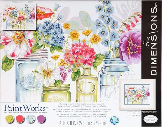 Paint Works Paint By Number Kit Rainbow Flowers, 11x14