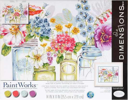 Paint Works Paint By Number Kit Rainbow Flowers, 11x14