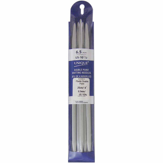 UNIQUE KNITTING Double Point Knitting Needles 20cm (8″) - Set of 5 Plastic - 6.5mm/US 10.5