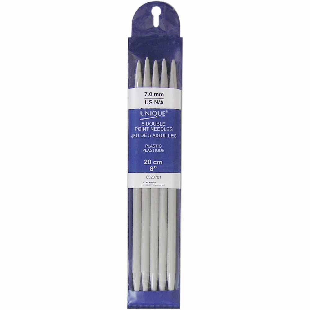 UNIQUE KNITTING Double Point Knitting Needles 20cm (8″) - Set of 5 Plastic - 7mm