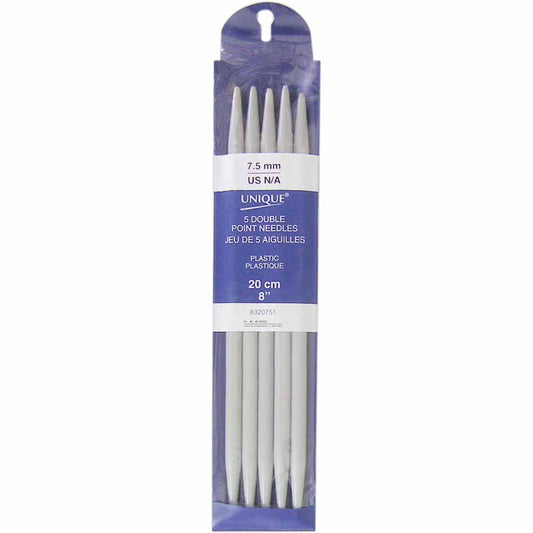 UNIQUE KNITTING Double Point Knitting Needles 20cm (8″) - Set of 5 Plastic - 7.5mm