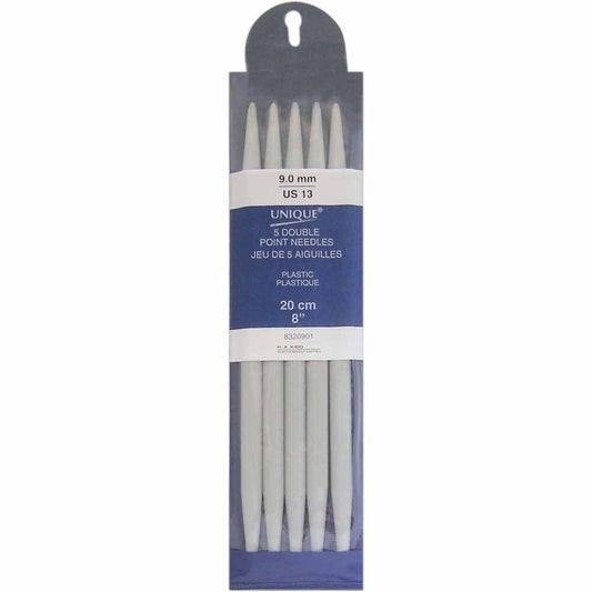 UNIQUE KNITTING Double Point Knitting Needles 20cm (8″) - Set of 5 Plastic - 9mm/US 13