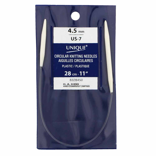 UNIQUE KNITTING Circular Knitting Needles 28cm (11″) Plastic - 4.5mm/US 7