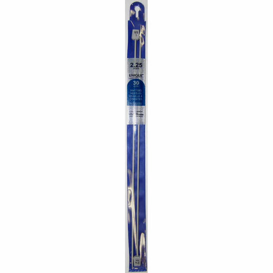 UNIQUE KNITTING Single Point Knitting Needles 30cm (12″) Aluminum - 2.25mm /US 1