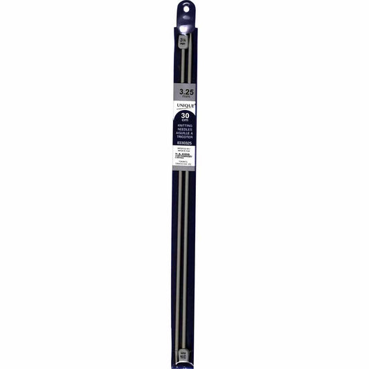 UNIQUE KNITTING Single Point Knitting Needles 30cm (12″) Aluminum - 3.25mm/US 3