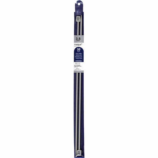 UNIQUE KNITTING Single Point Knitting Needles 30cm (12″) Aluminum - 3.5mm/US 4