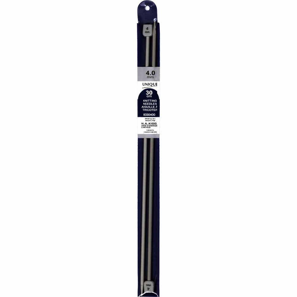 UNIQUE KNITTING Single Point Knitting Needles 30cm (12″) Aluminum - 4mm/US 6