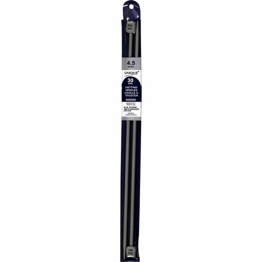 UNIQUE KNITTING Single Point Knitting Needles 30cm (12″) Aluminum - 4.5mm/US 7