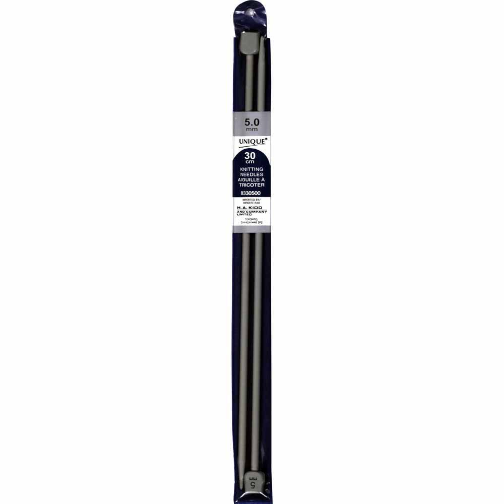 UNIQUE KNITTING Single Point Knitting Needles 30cm (12″) Aluminum - 5mm/US 8
