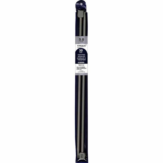 UNIQUE KNITTING Single Point Knitting Needles 30cm (12″) Aluminum - 5mm/US 8