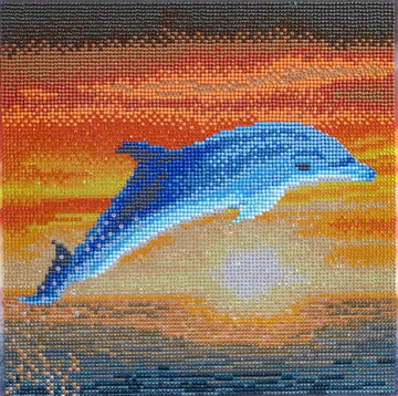 CAK-A174M: "Dolphin Sunrise" 30x30cm Crystal Art Kit