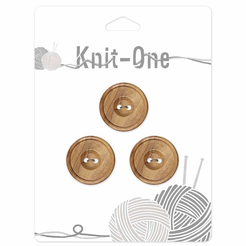 KNIT ONE 2 Hole Wood Button - 22mm (7⁄8″) - Natural